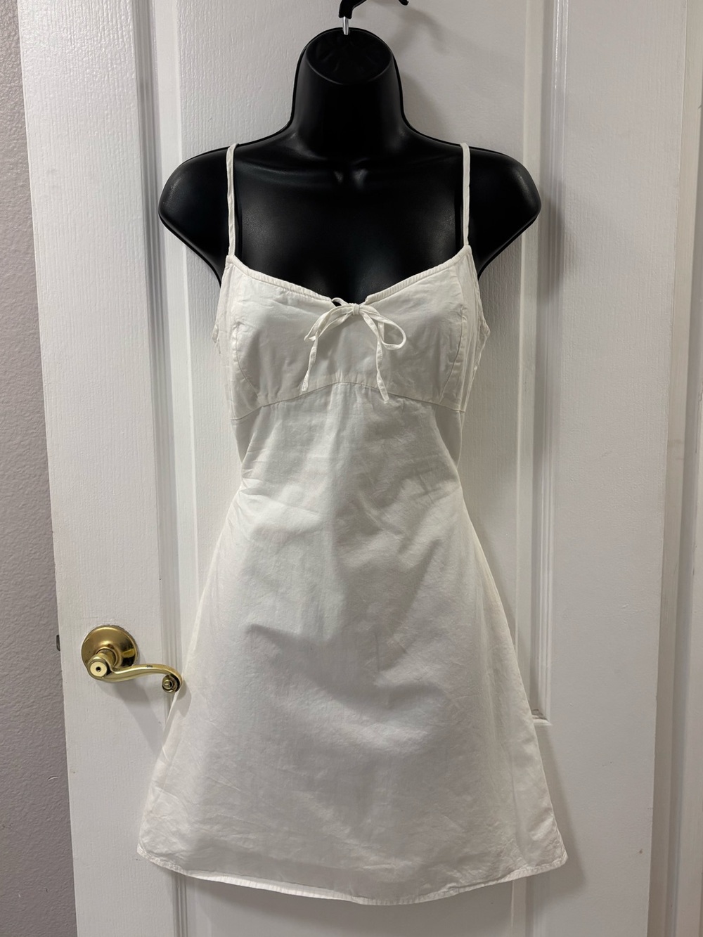 Brandy Melville Front Tie Attached Sash Adjustable-Strap Cotton White Dress OS